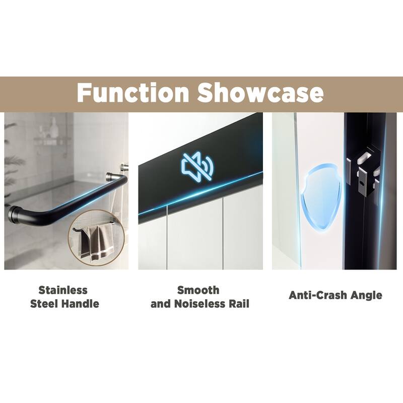 GDFStudio - Alden Adjustable Frameless Double Sliding Shower Door for Modern Bathroom Spaces