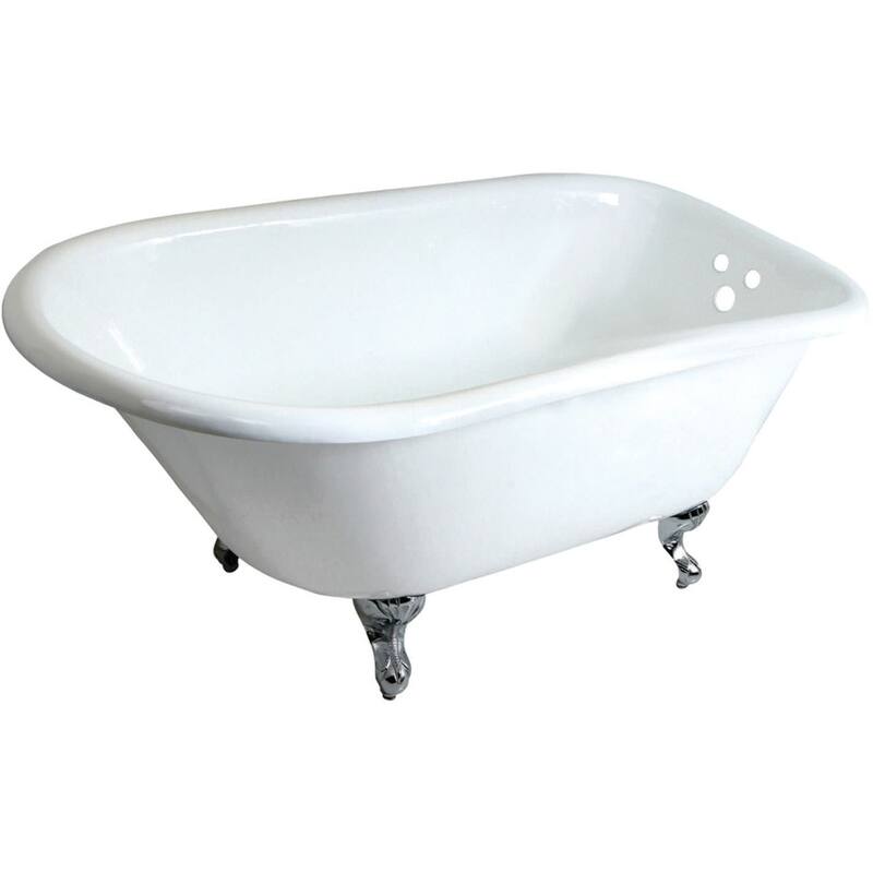 Kingston Brass Aqua Eden 48" Clawfoot Cast Iron Soaking Tub with - White / Polished Chrome