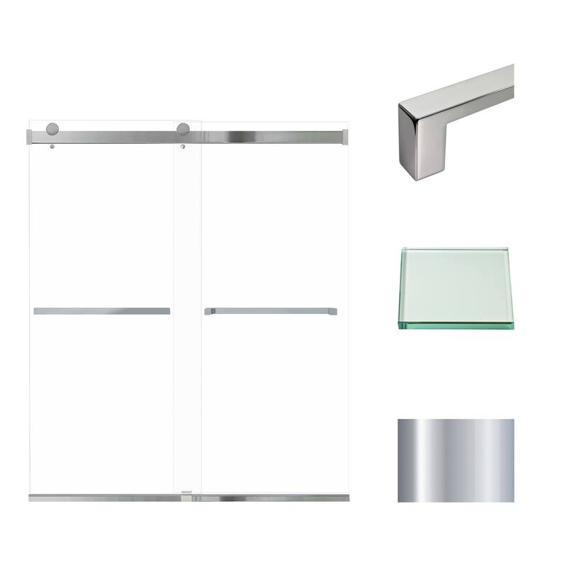 Brianna 60 in. W x 70 in. H By-Pass Frameless Shower Door with Clear Glass - 56-60-in W x 70-in H - Polished Chrome