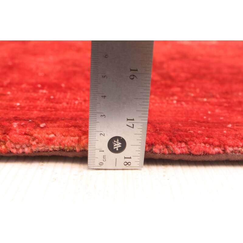 ECARPETGALLERY Hand-knotted Color Transition Patchwork Red Wool Rug - 8'1 x 9'10