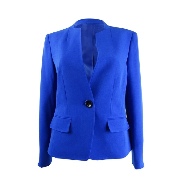 Kasper Women's Stand-Collar One-Button Blazer - Sapphire. Opens flyout.