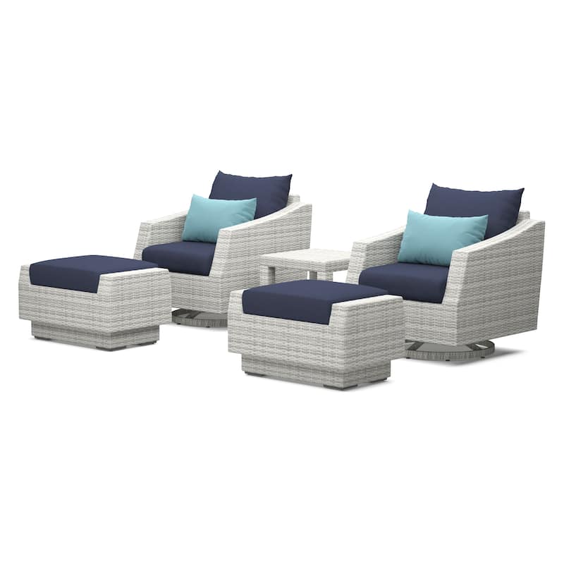 Cannes 5 Piece Aluminum Outdoor Motion Club & Ottoman Set