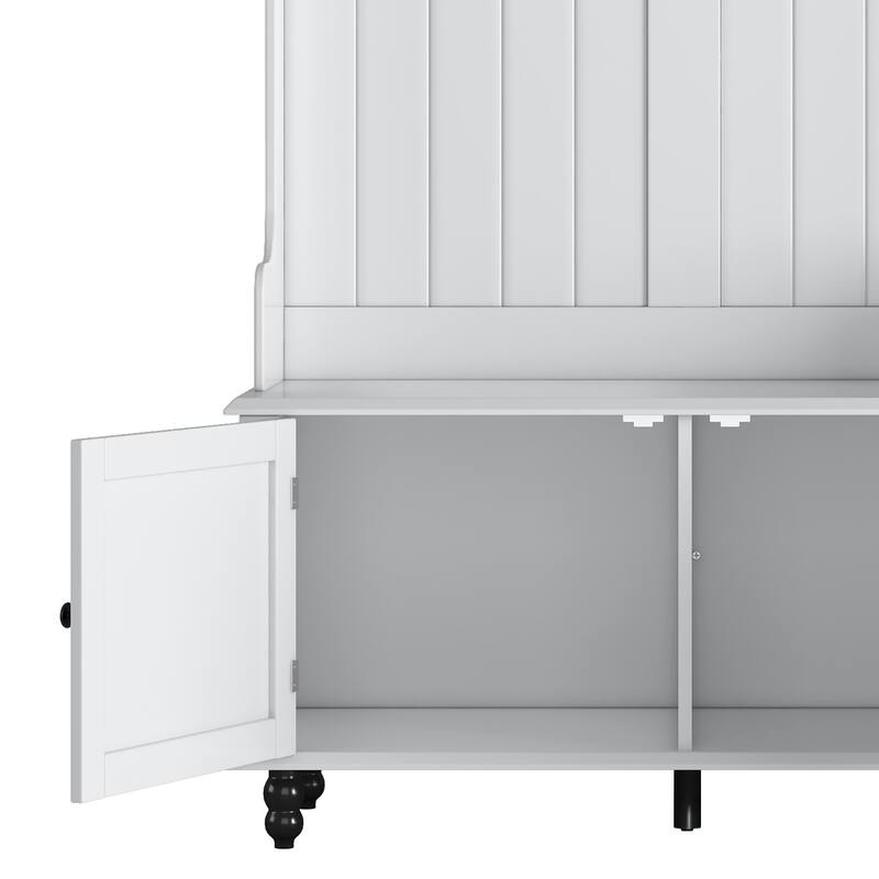 40" Hall Tree with 4 Hooks, Coat Hanger, Storage Bench - 40.1" D x 17.7" W x 65" H