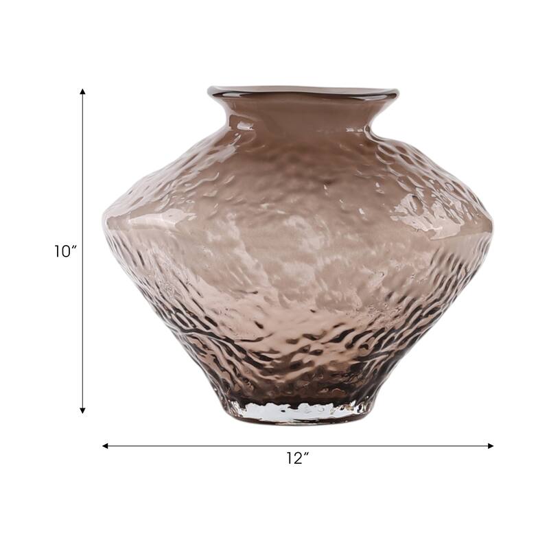 Glass Decorative Vase Contemporary Textured Flower for Home Decor