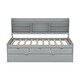 preview thumbnail 7 of 24, Twin Size Wooden Captain Bed with Built-in Bookshelves, Trundle and 3-Storage Drawers, Space-Saving Design, Light Grey