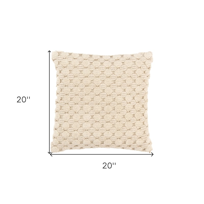 HomeRoots 20" Ivory Cotton Throw Pillow With Texture