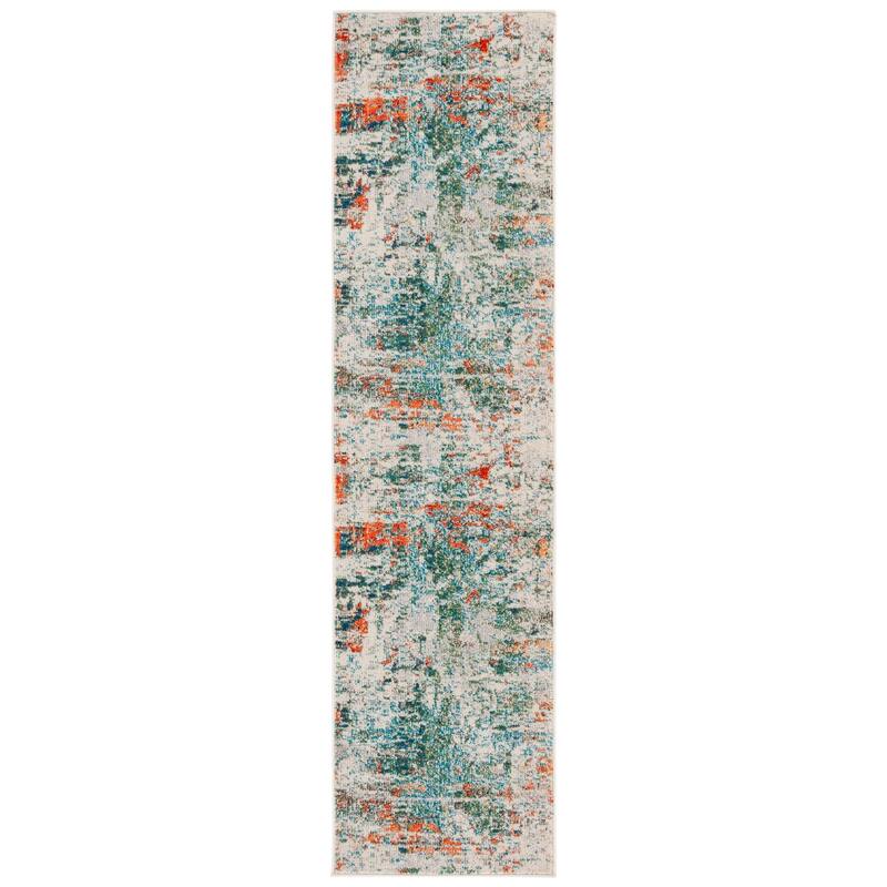 SAFAVIEH Madison Ladonna Modern Abstract Rug - 2'2" x 8' Runner - Green/Rust