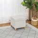 preview thumbnail 105 of 149, Adeco Square Storage Ottoman 17 inch Footstool Beige-with-Natural-Legs-Linen