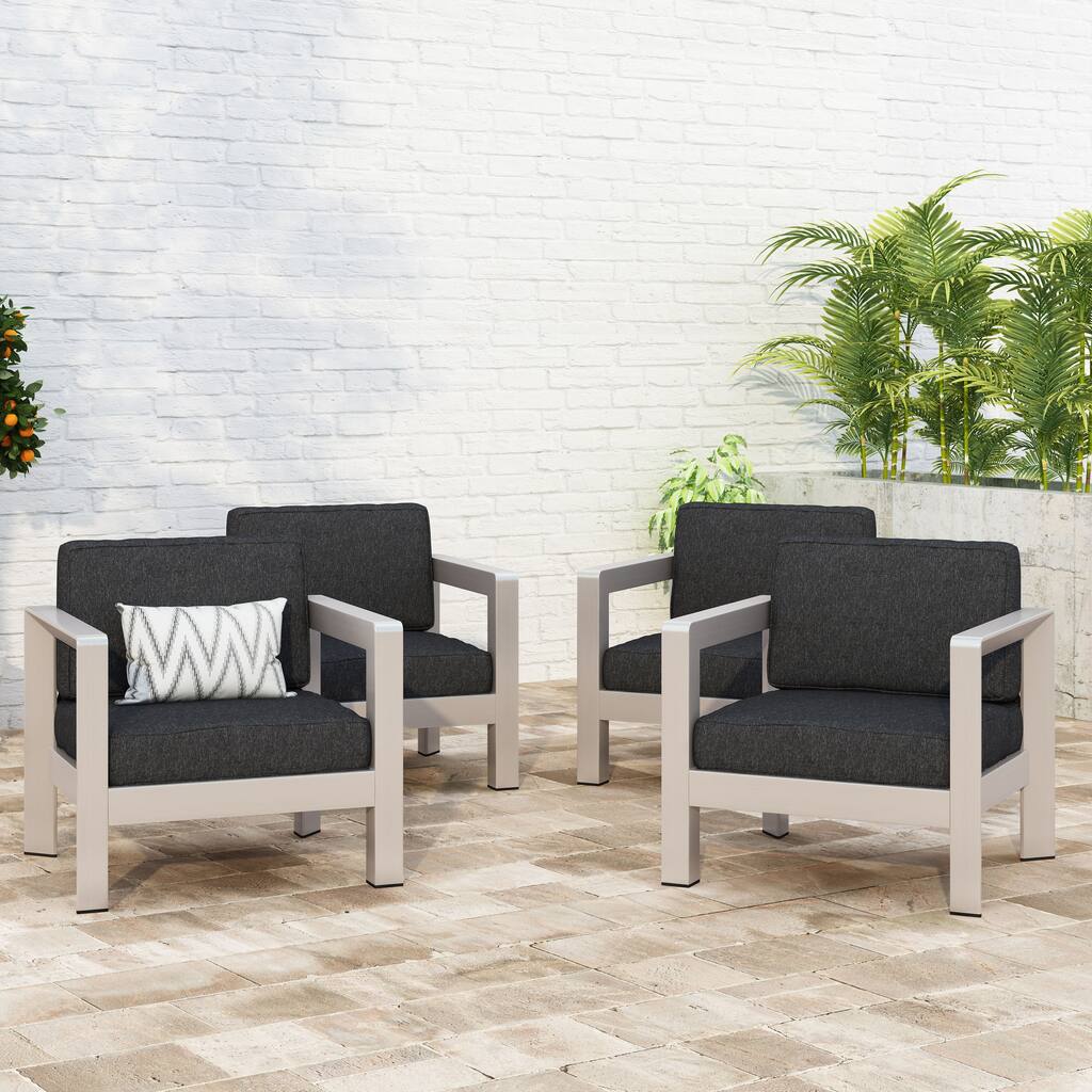 Aviara Outdoor Aluminum Club Chairs (Set of 4) by Christopher Knight Home