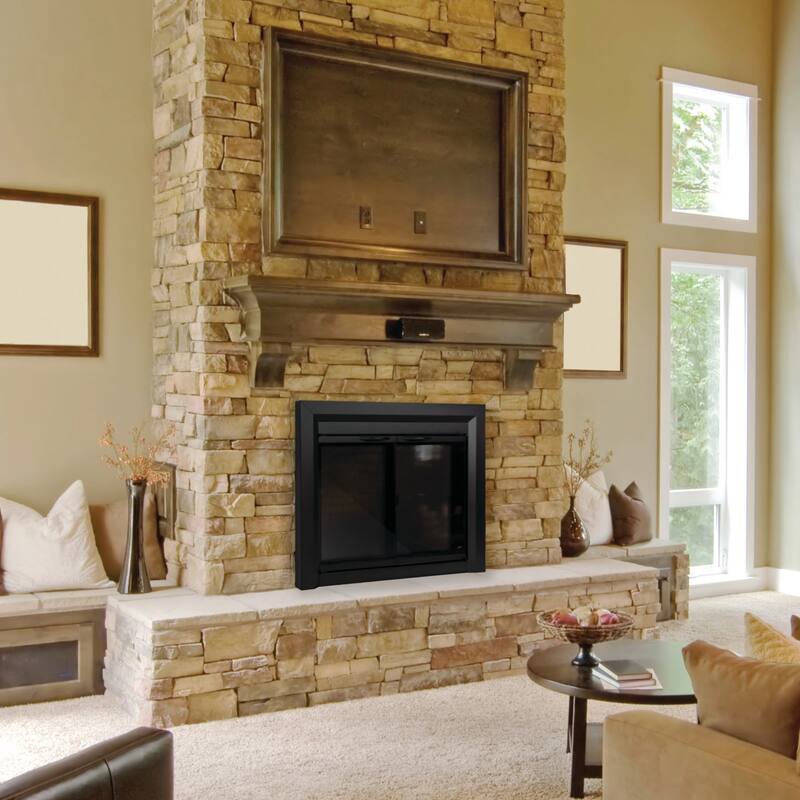 Pleasant Hearth Carlisle Fireplace Glass Door Small Black