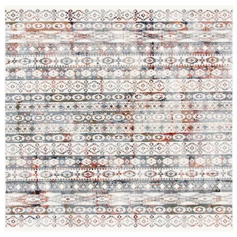 SAFAVIEH Herat Kellie Traditional Rug - 6'7" Square - Ivory/Rust