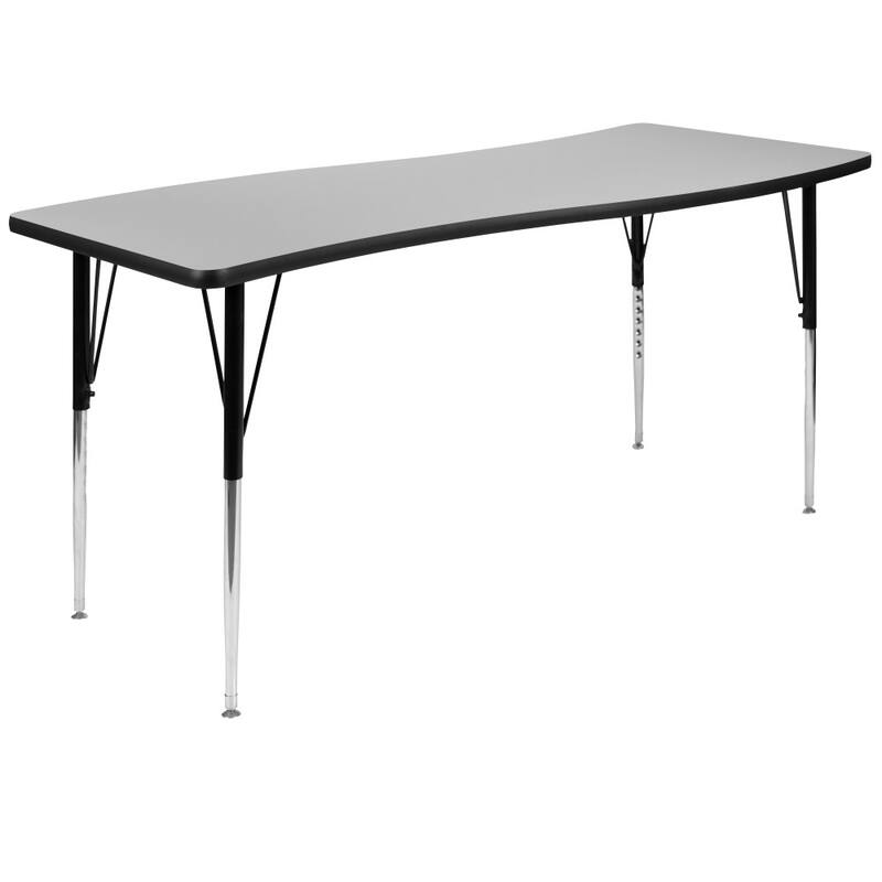 3 Piece 86" Oval Wave Flexible Adjustable Activity Table Set