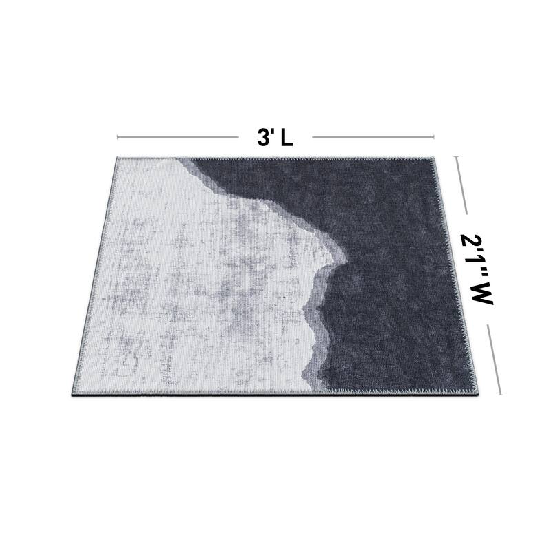 Contemporary Modern Abstract Machine Washable Area Rug