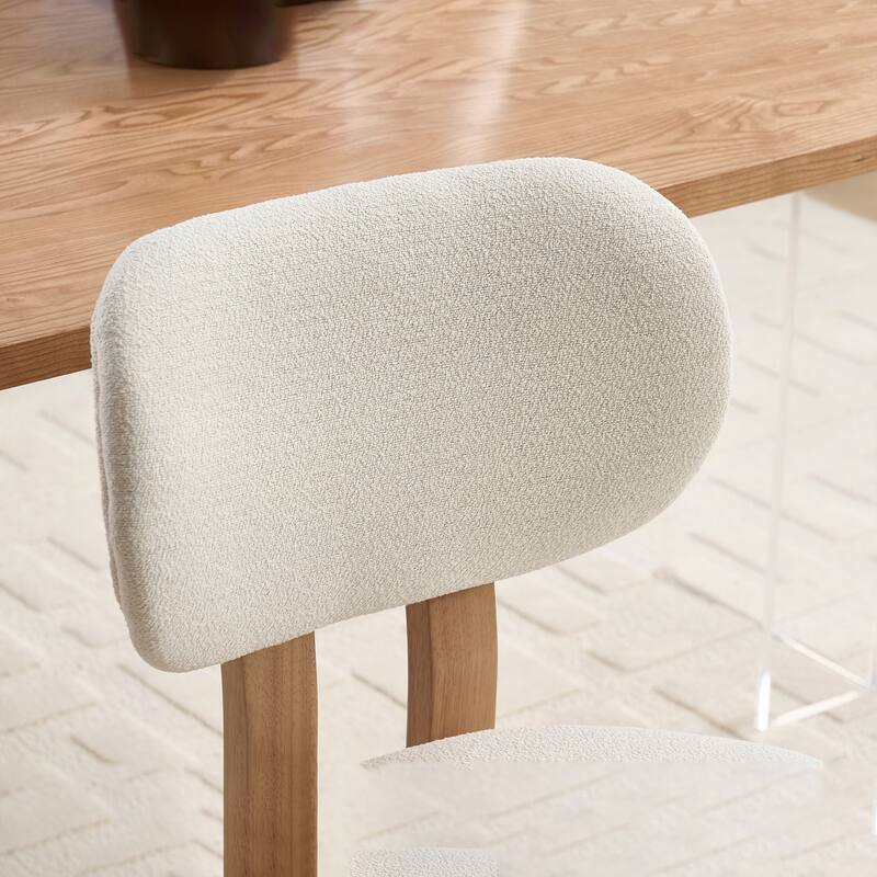 Modern Fabric Upholstered Wooden Dining Chairs Set of 2