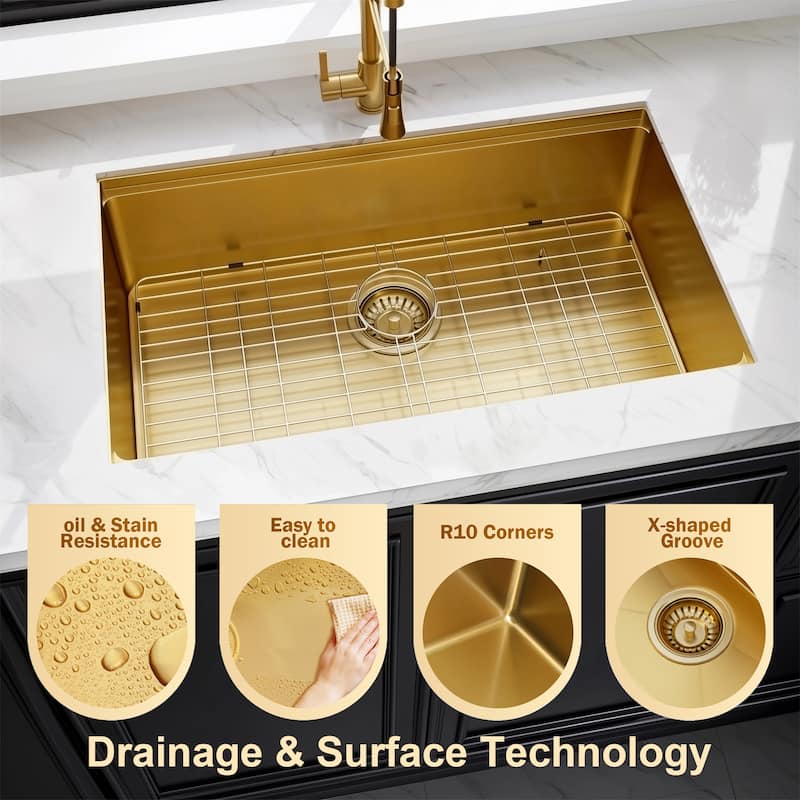 32 x 19 Inch 16 Gauge Stainless Steel Undermount Kitchen Sink