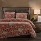 preview thumbnail 2 of 6, HiEnd Accents Melinda Red/Navy Washed Linen Vintage Floral Medallion 3 Piece Duvet Cover Set