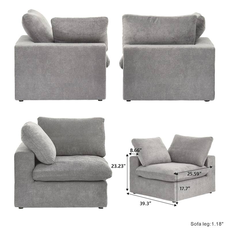 3-Seater Linen Sectional Sofa Modern Upholstered Couch