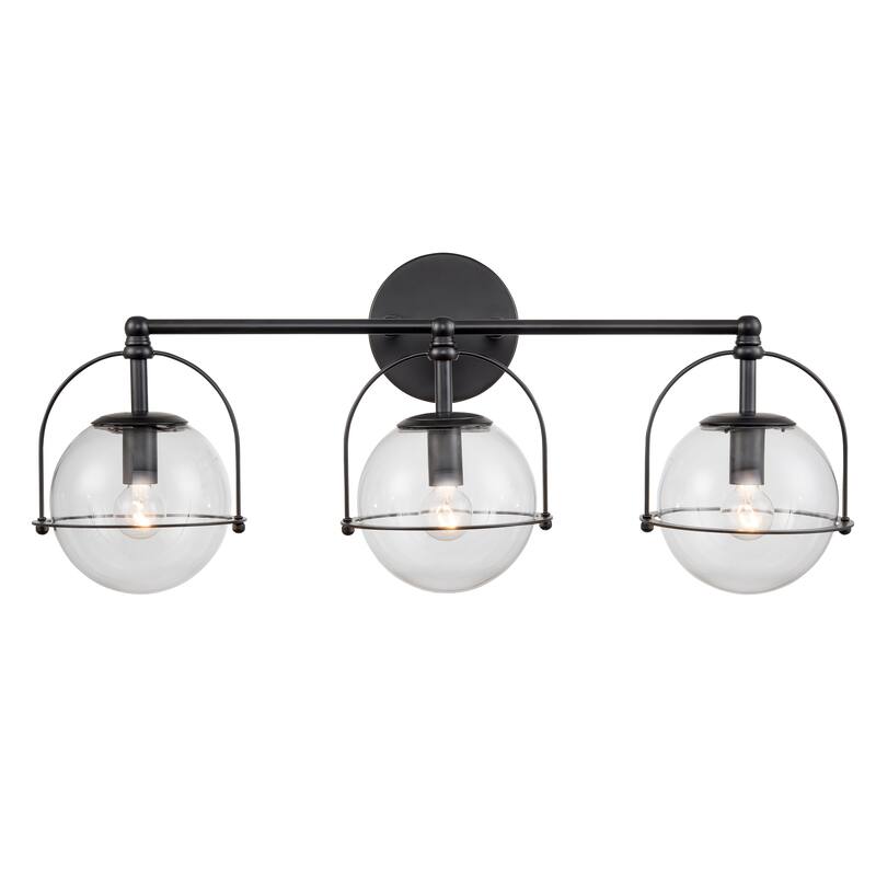 Elk Home Langford Matte Black With Clear Glass 3 Light Vanity Light - Matte Black