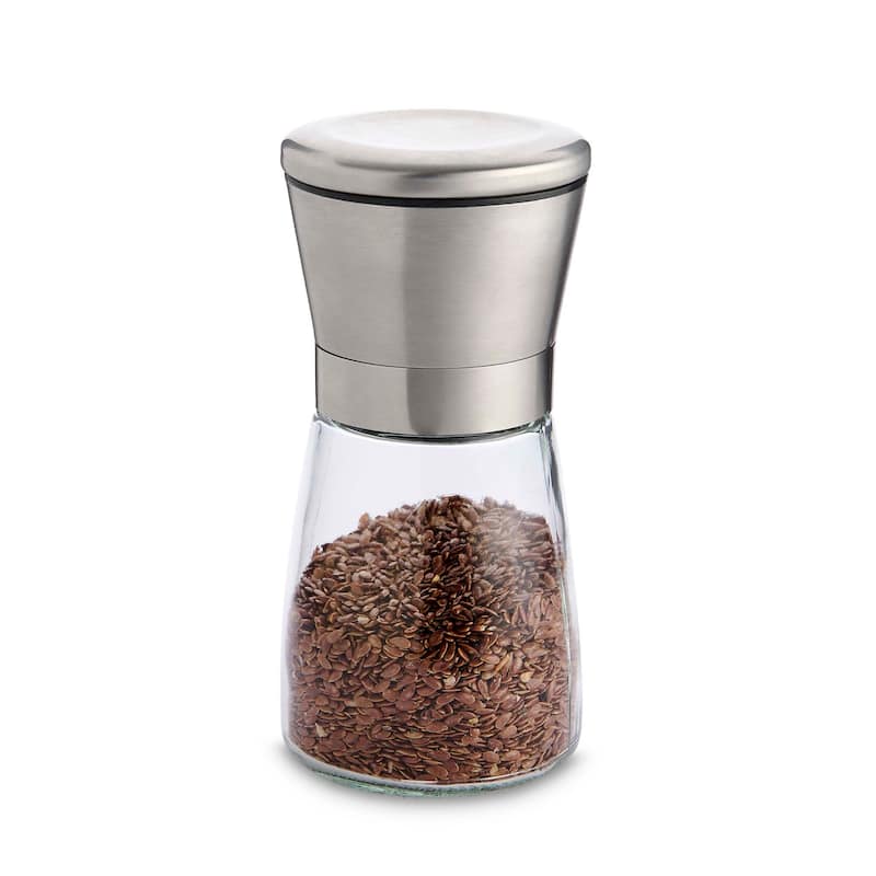 HIC Kitchen Adjustable Spice Ceramic Spice Grinder, Glass with Ceramic Mechanism, Set of 2