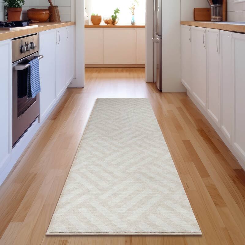 Premium Washable Super Soft Contemporary Mosaic Mayfield Rug - Ivory - 2' 3" x 7' 6" - Runner