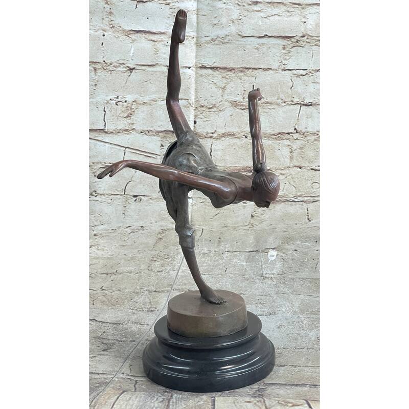 Hot Cast Bronze Ballerina Dancer Girl Sculpture By Aldo Vitaleh On Marble Base