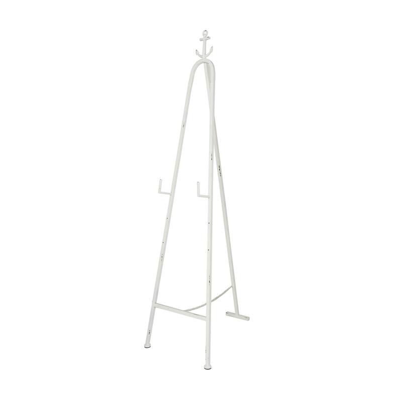 White Metal Tall Adjustable Display Stand 3 Tier Anchor Easel with Foldable Stand and Chain Support