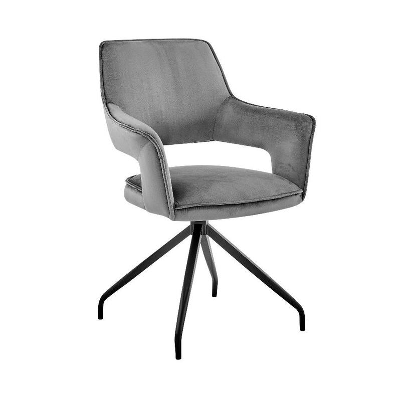 Velvet Upholstered Contemporary Accent Chair - 24 L x 25 W x 34 H Inches - Black and Gray