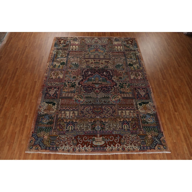 Animal Pictorial Kashmar Persian Area Rug Hand-knotted Wool Carpet - 9'7" x 12'6"
