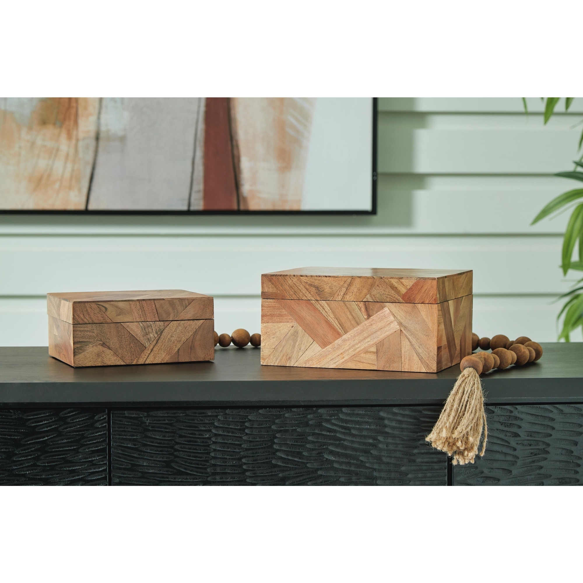 Signature Design by Ashley Antford Brown Box (Set of 2) - 9.25" W x 7.25" D x 4.75" H