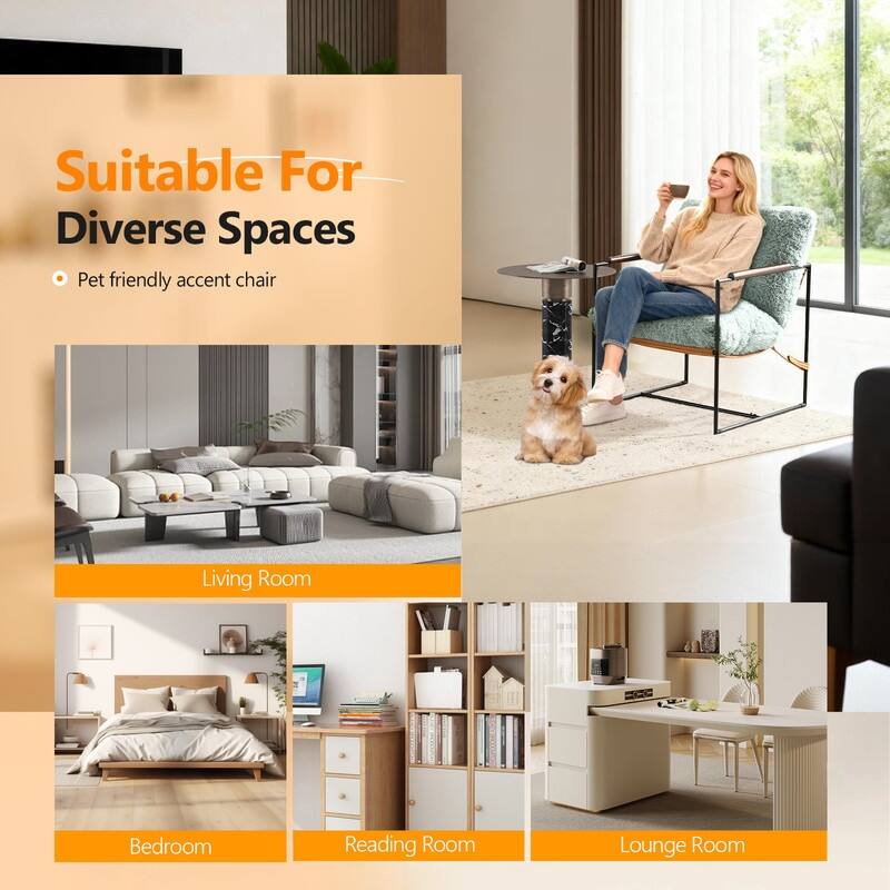 Lazy Chair - Rubber Wood Arms, Iron Frame (Living Room/Bedroom)