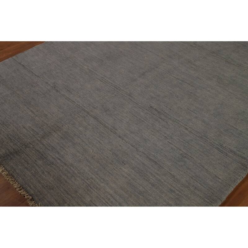 Gray Modern Gabbeh Oriental Rug Handmade Wool Carpet - 5'5"x 6'7"