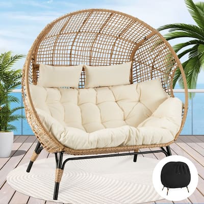 FINCATI 2-Person Wicker Egg Chair, 680 lb Capacity