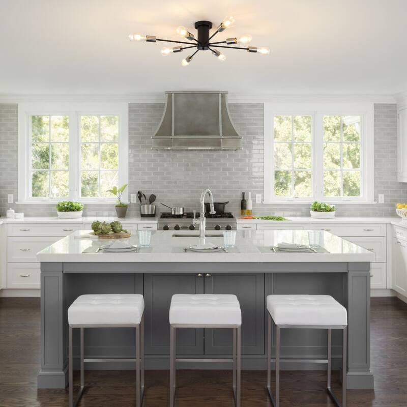 8-Light Modern Semi Flush Mount Sputnik Ceiling Light for Kitchen Bedroom Dining Room