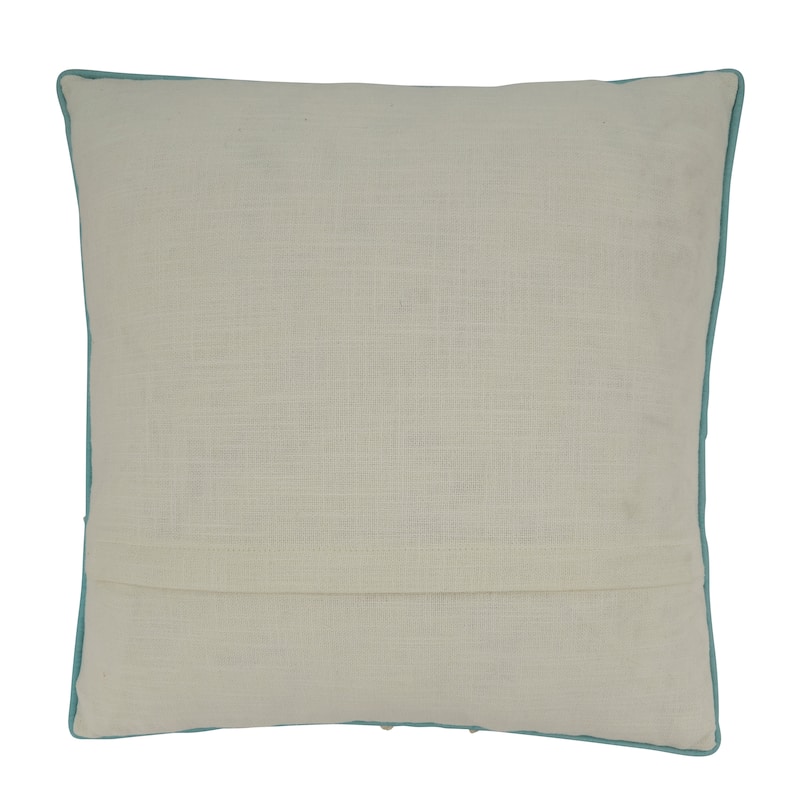 Throw Pillow With Embroidered Sea Horse Design, 18"x18"