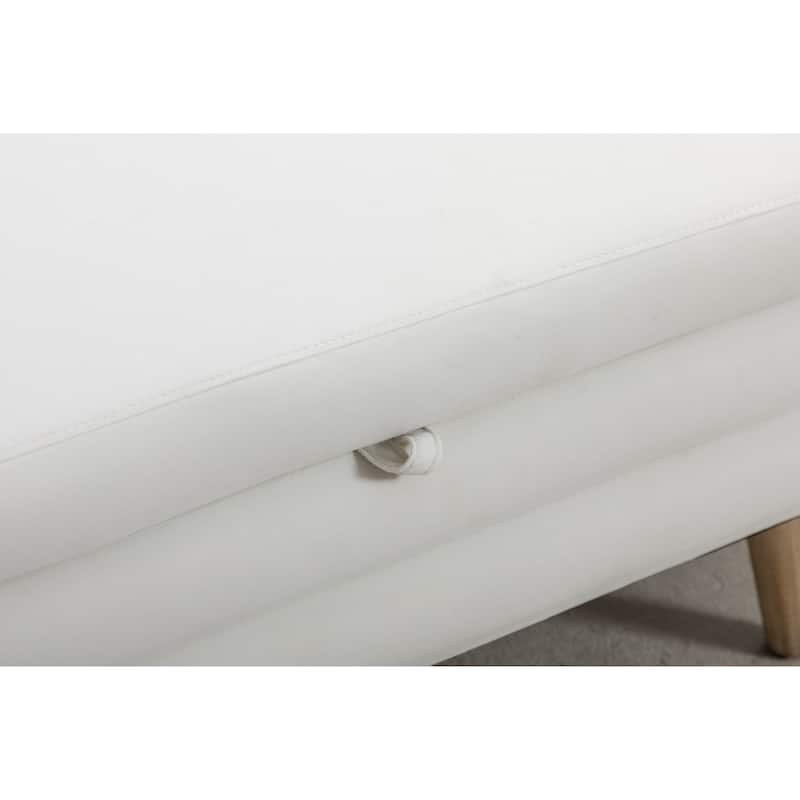 Velvet Fabric Storage Bench With Wood Legs For Living Room Bedroom