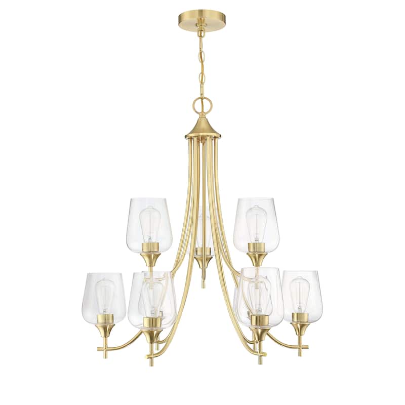 9-Light Shaded Tiered Chandelier