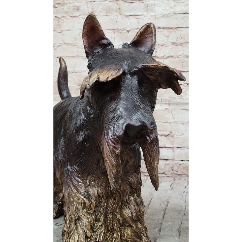 Scottish Terrier Imitative Dog Bronze Metal Sculpture Statue Figure Figurine Handmade Art 16 Inches X 20 Inches