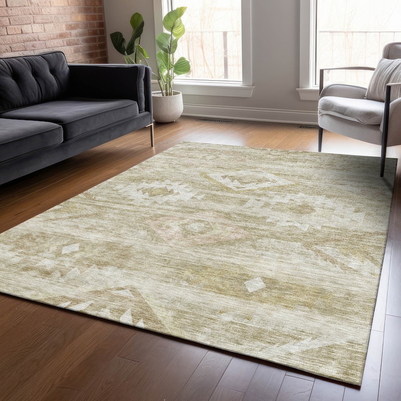 Machine Washable Indoor/ Outdoor Chantille Boho Tribal Rug