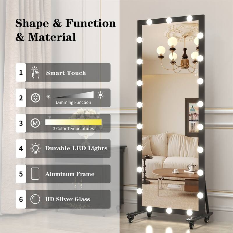 Hollywood Full-Length Mirror with Lights