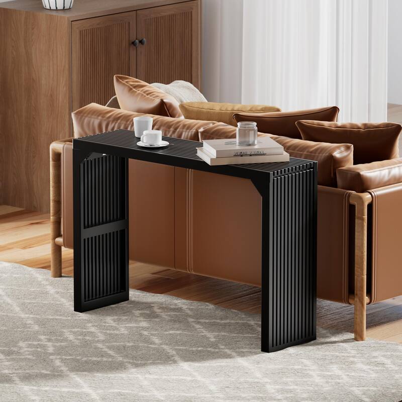 46" Solid Wood Console Table with Grille Design
