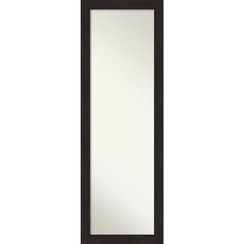 Non-Beveled Full Length On The Door Mirror - Brown Frame