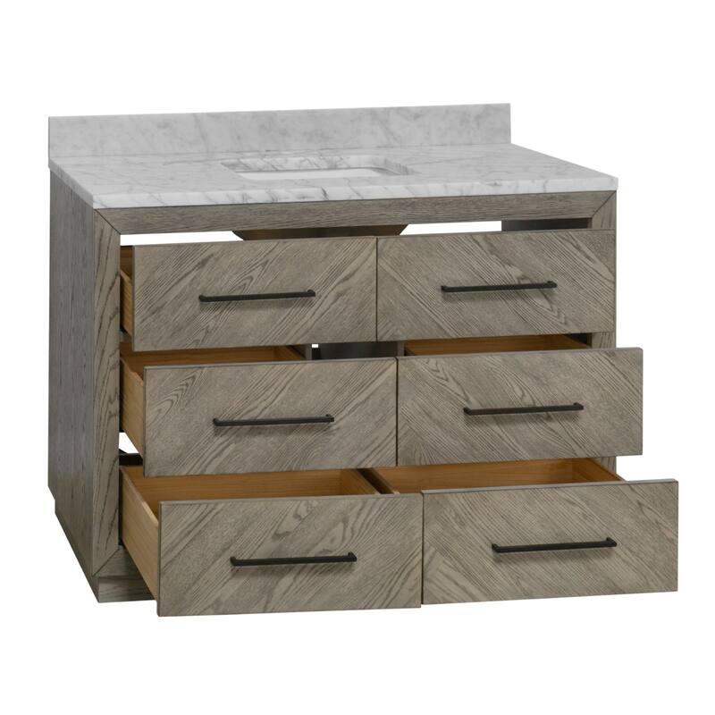 KitchenBathCollection Avery 48" Bathroom Vanity with Carrara Marble Top