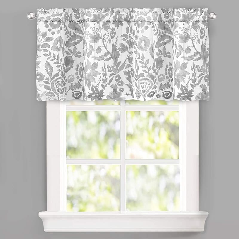 DriftAway Julia Watercolor Blooming Flower Floral Lined Window Curtain Valance - 52'' width x 24'' length