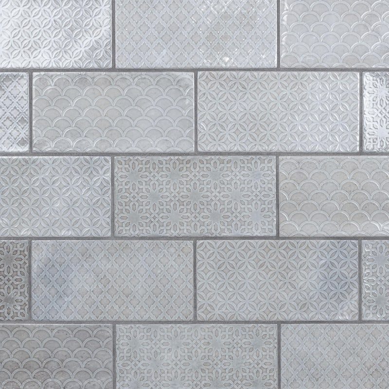 Merola Tile Camden Decor Grey 4" x 8" Ceramic Wall Tile - Case (50 Tiles)
