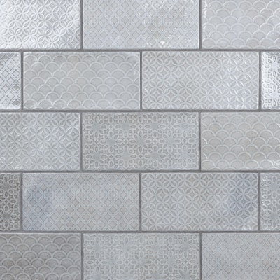Merola Tile Camden Decor Grey 4" x 8" Ceramic Wall Tile