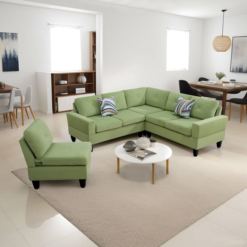 Contemporary 4-Piece L-Shaped Sectional Sofa Set