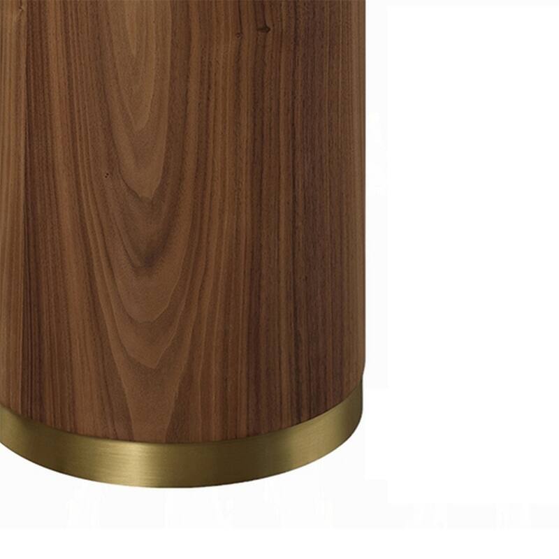 Iliana Side End Table, 21 Inch Oval Top, Round Pedestal, Walnut Brown