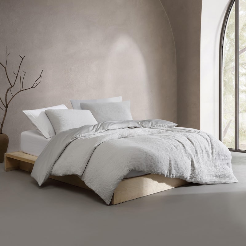 Calvin Klein Washed Texture Solid Cotton Duvet Cover Set
