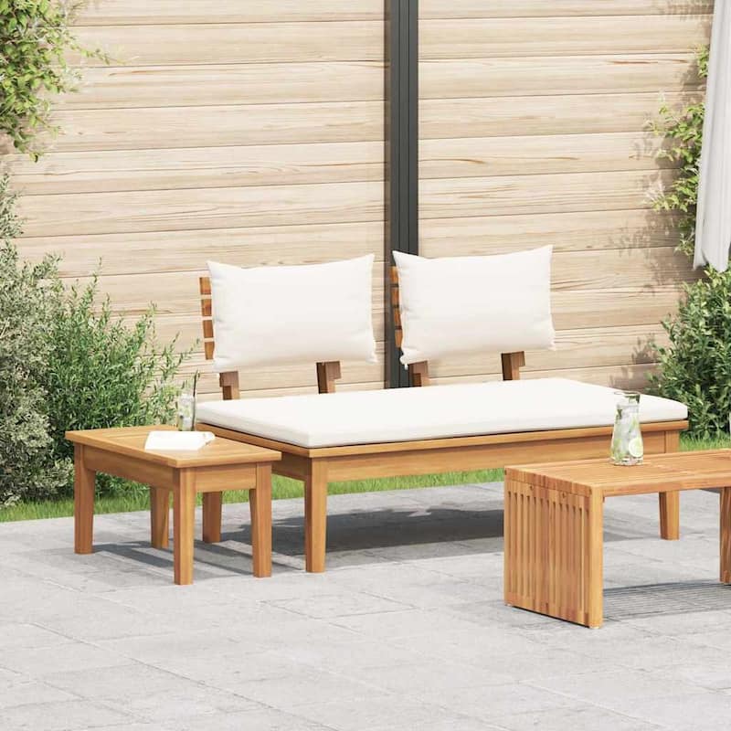 vidaXL Garden Bench Brown Solid Teak wood - Brown-Middle bench + table (1)
