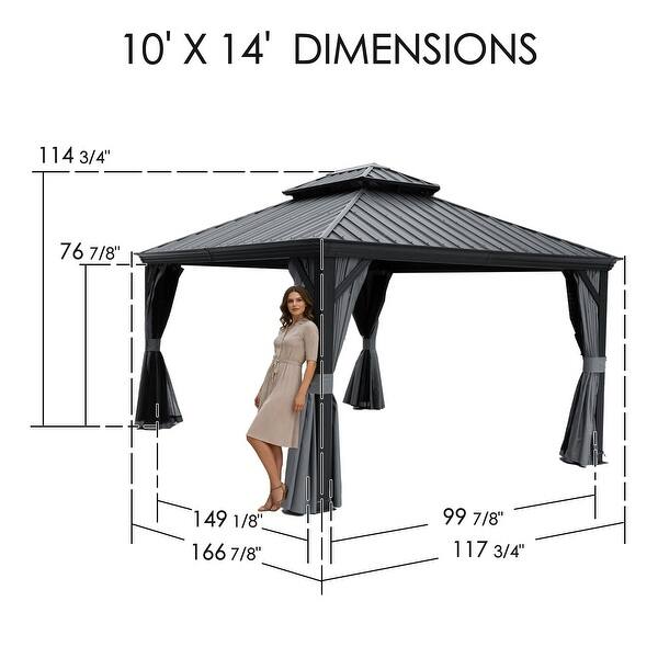Kozyard Alexander Hardtop Aluminum Gazebo with Mosquito Net and Privacy Curtain - Bed Bath & Beyond - 34576593